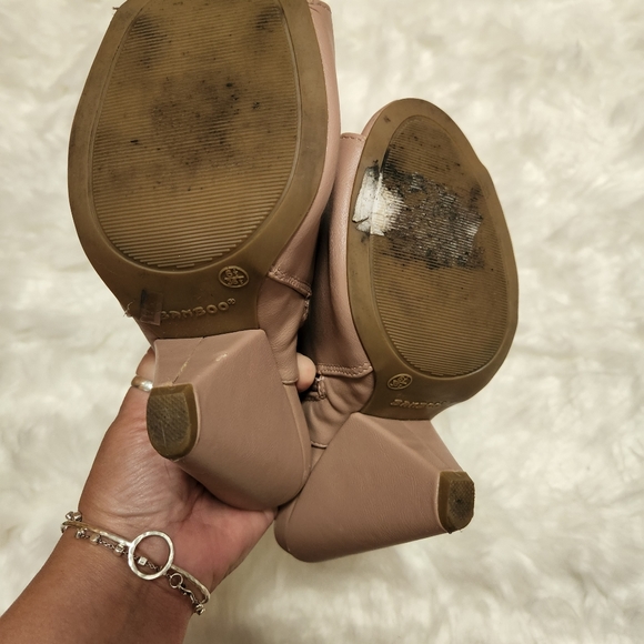 Bamboo/ Pink Mauve Open Toe Booties - Picture 5 of 7